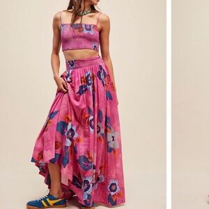 Lucia printed skirt set - strawberry combo